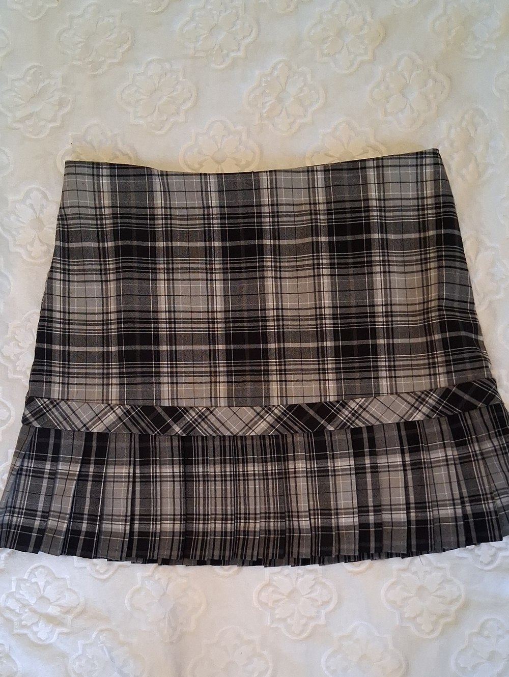 Plaid Mini Skirt in Black and Gray